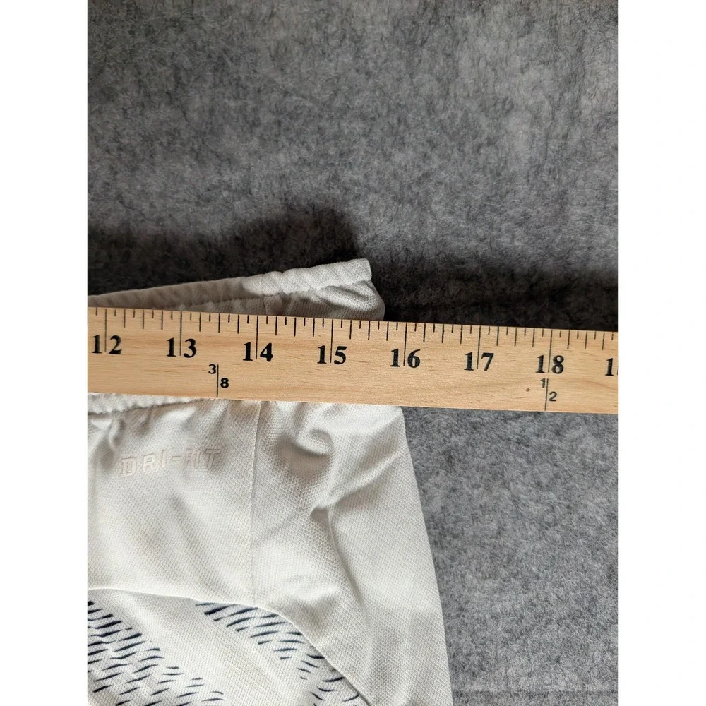 Nike Dri-FIT Basketball Shorts White Navy Diagonal Stripes Mens Athletic Gym